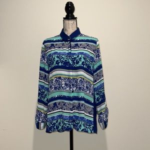 Vintage Drapers & Damons Button Up long sleeves/roll tab Top Size M